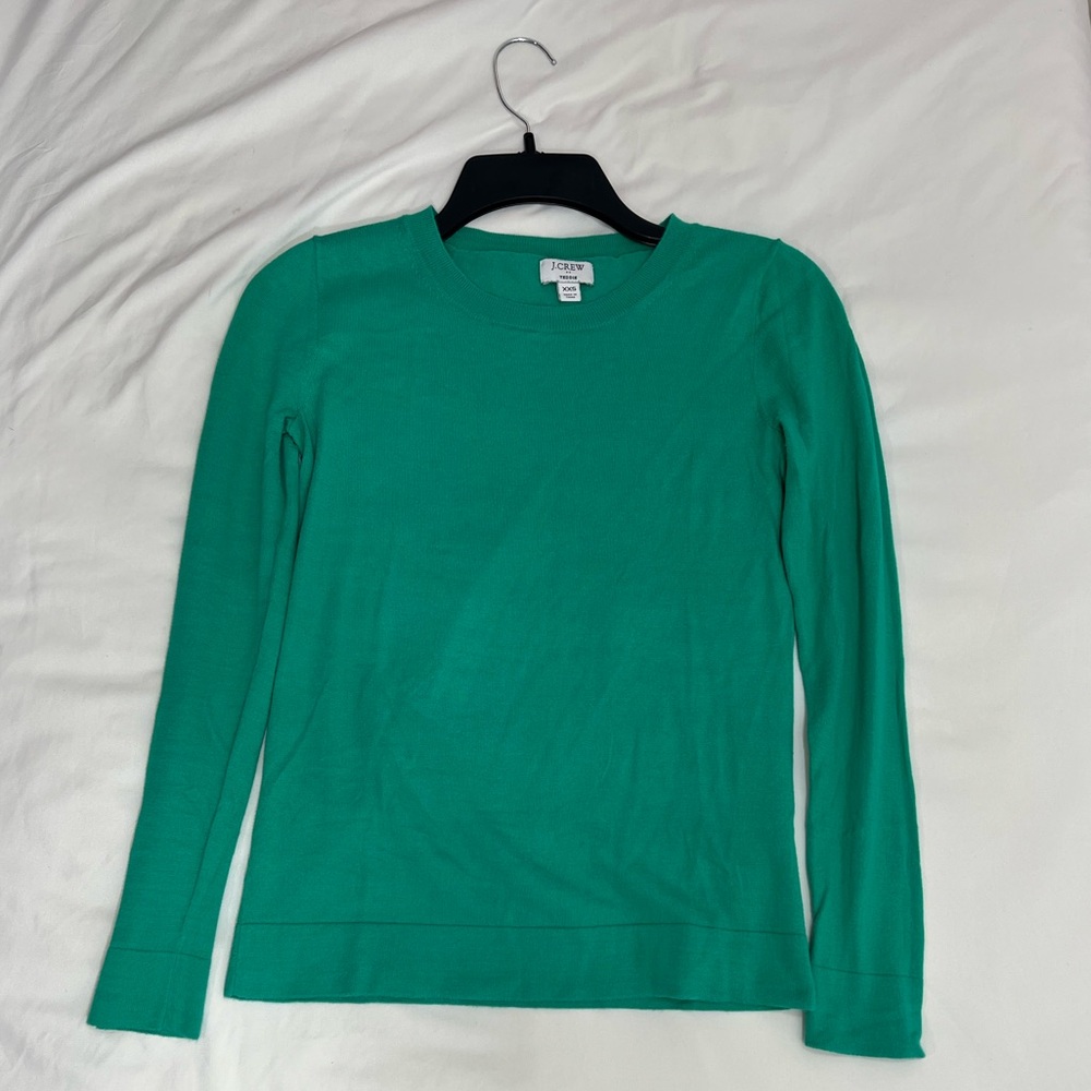 J. Crew Women's Bright Teal Long Sleeve Crewneck Top